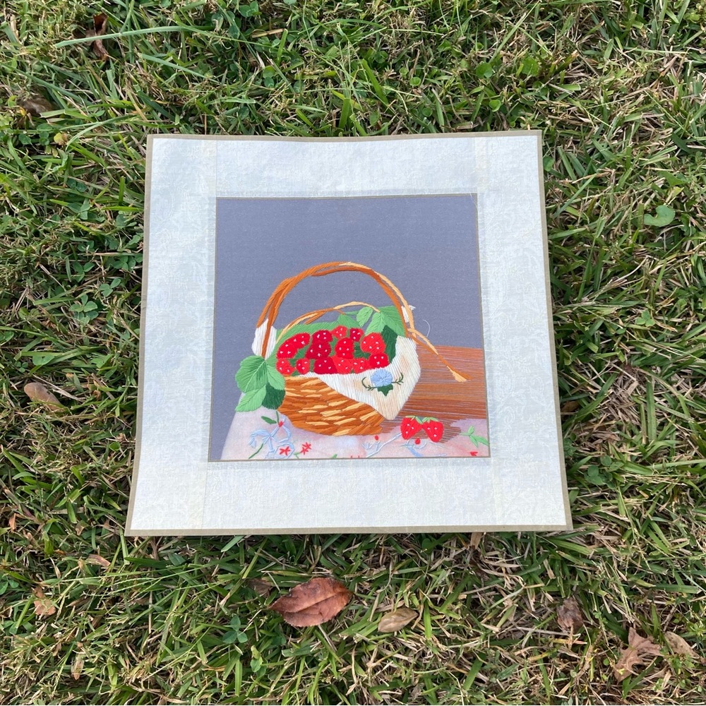 Strawberry Embroidery Art